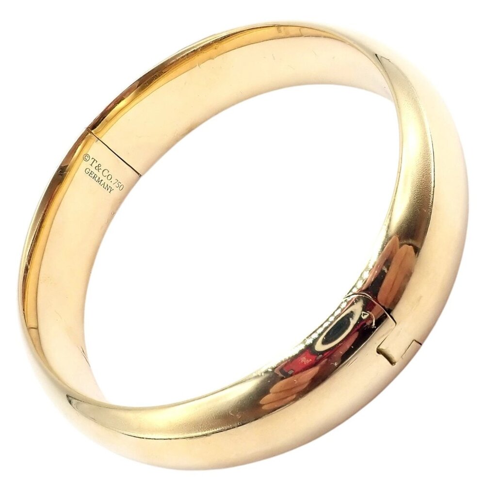 Authentic! Tiffany & Co 18k Yellow Gold Bangle Signature Bracelet